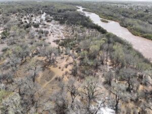 Aerial view of flooded area near Rio Grande